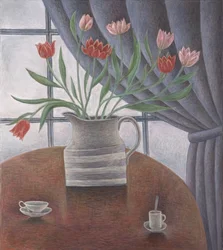 Tulipánok, függönyök, csészék, 2002